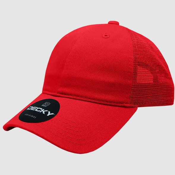 6 Panel Women's Red Trucker Cap