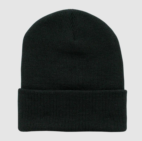 Black Long Acrylic Knit Cap Beanie