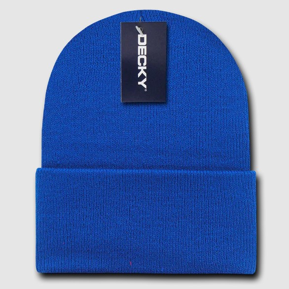Blue Long Acrylic Knit Cap Beanie