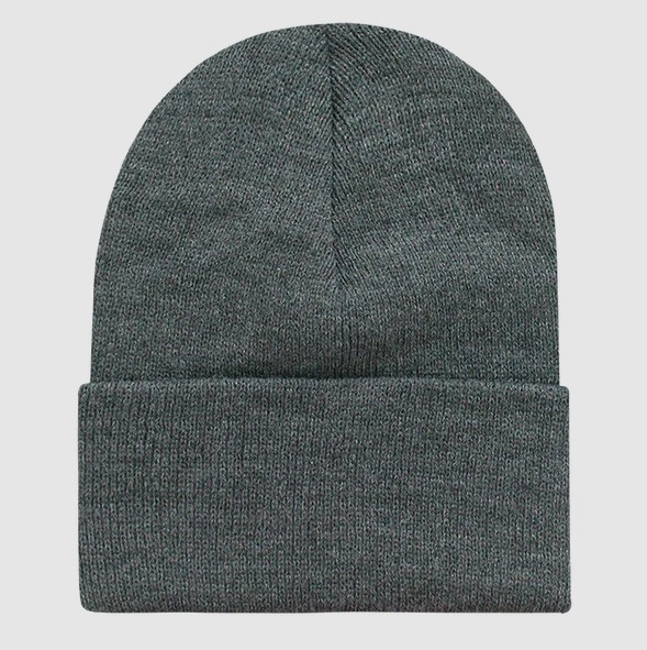 Heather Charcoal Long Acrylic Knit Cap Beanie