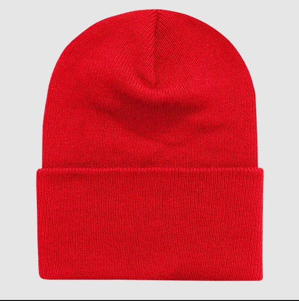 Red Long Acrylic Knit Cap Beanie