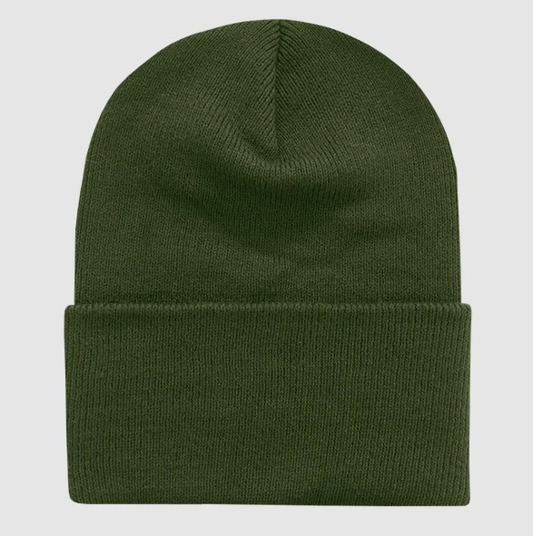 Olive Long Acrylic Knit Cap Beanie