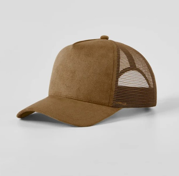 Suede Mesh Trucker Cap Brown