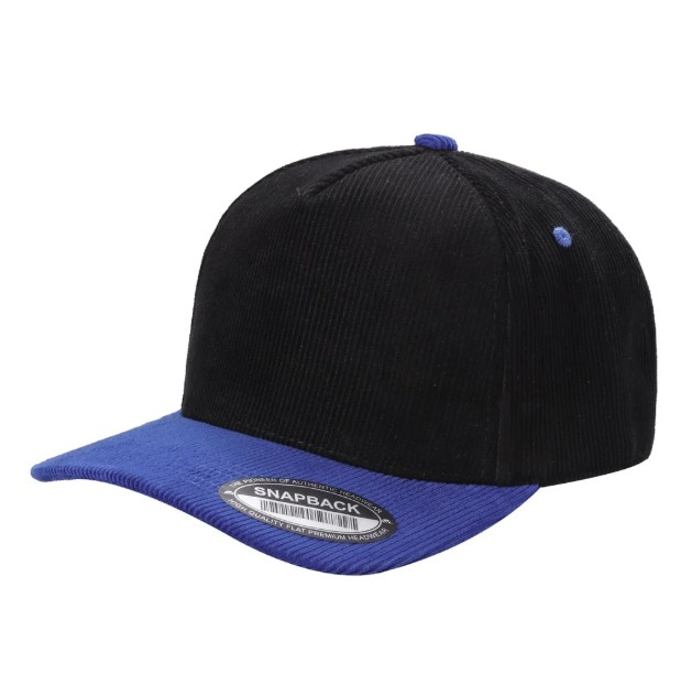 5 Panel Black Royal Corduroy Adjustable Cap