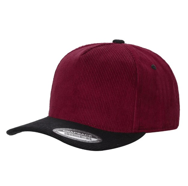 5 Panel Wine Black Corduroy Adjustable Cap