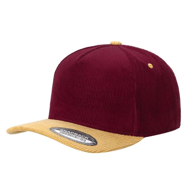 5 Panel Wine Gold Corduroy Adjustable Cap